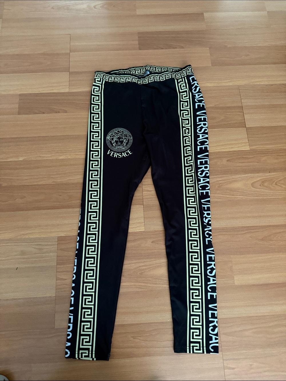 Versace Black and Gold Logo Leggings